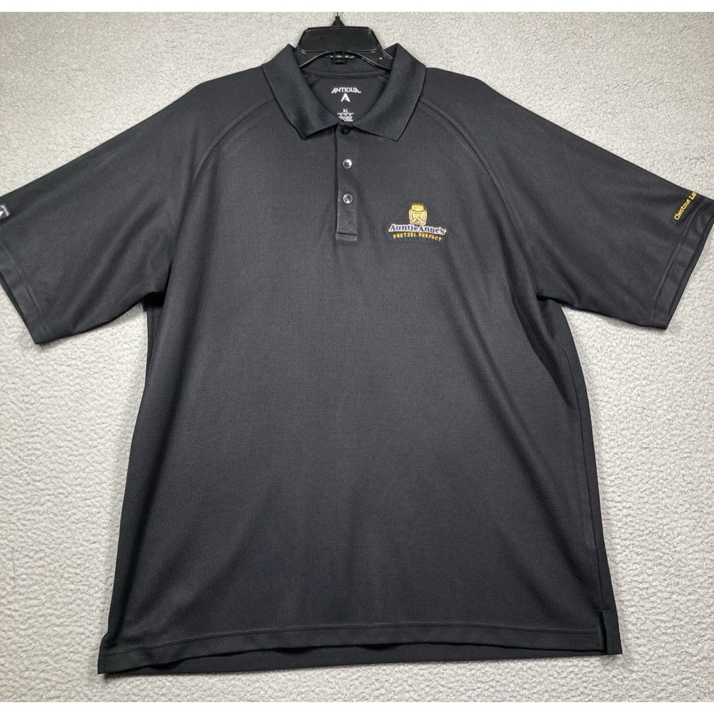 Antie Annie's Pretzel Employee Polo Shirt Adult XL Black Short Sleeve Worker